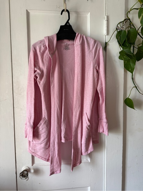 Cuddl Duds Sweaters - Cuddl Duds Light Pink Open-Front Hooded Cardigan
